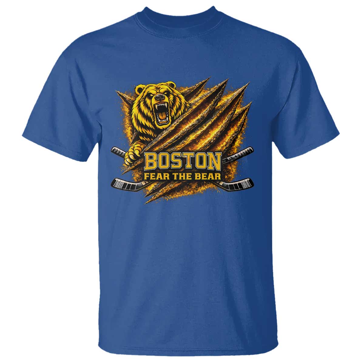 Boston Ice Hockey T Shirt Retro Fear The Bear Funny Sarcastic Saying TS10 Royal Blue Print Your Wear