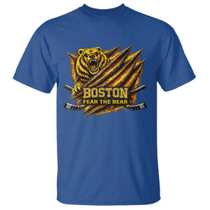 Boston Ice Hockey T Shirt Retro Fear The Bear Funny Sarcastic Saying TS10 Royal Blue Print Your Wear