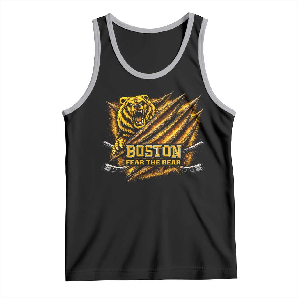 Boston Ice Hockey Tank Top Retro Fear The Bear Funny Sarcastic Saying TS10 Black Athletic Heather Print Your Wear