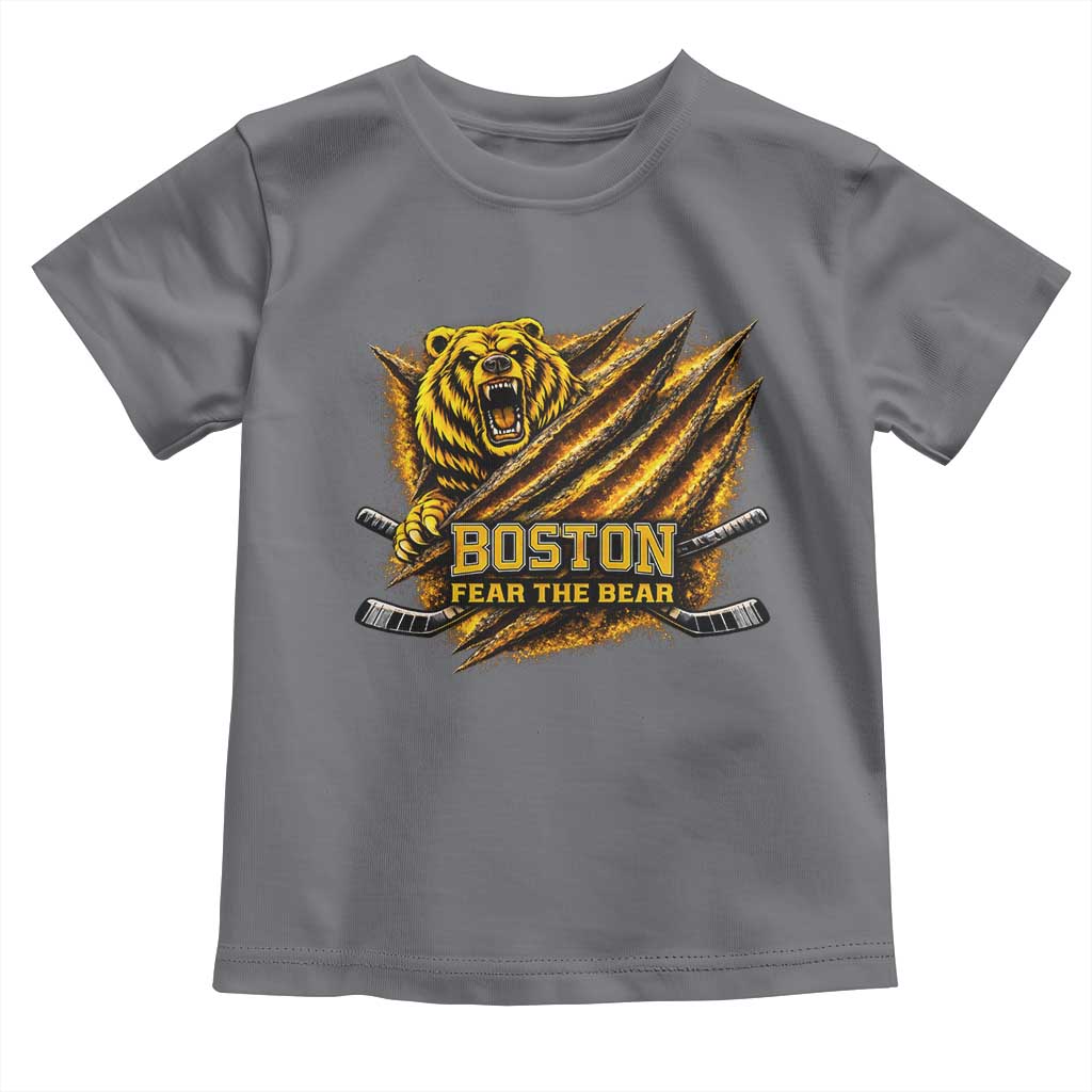 Boston Ice Hockey Toddler T Shirt Retro Fear The Bear Funny Sarcastic Saying TS10 Charcoal Print Your Wear