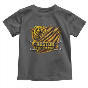 Boston Ice Hockey Toddler T Shirt Retro Fear The Bear Funny Sarcastic Saying TS10 Dark Heather Print Your Wear