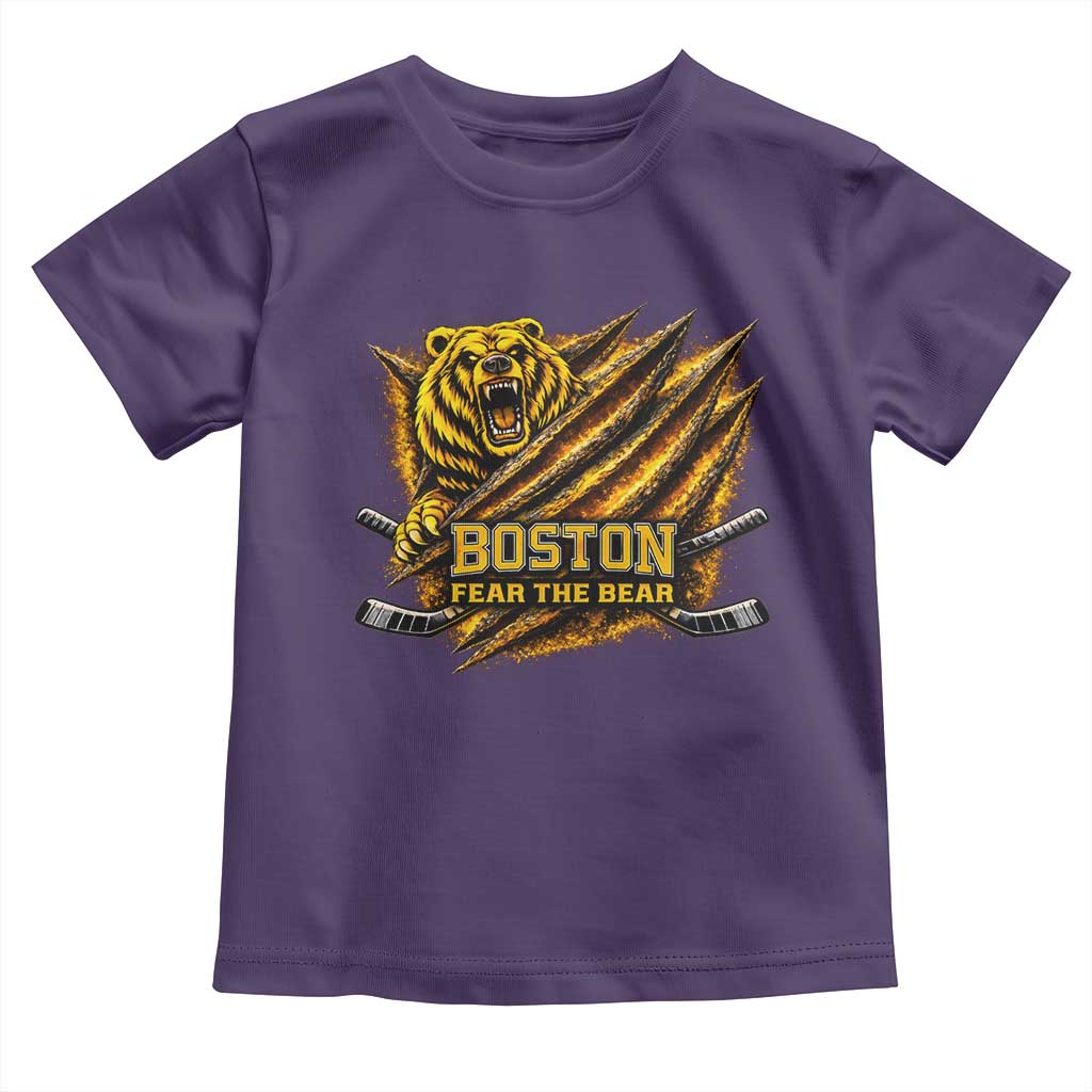 Boston Ice Hockey Toddler T Shirt Retro Fear The Bear Funny Sarcastic Saying TS10 Purple Print Your Wear