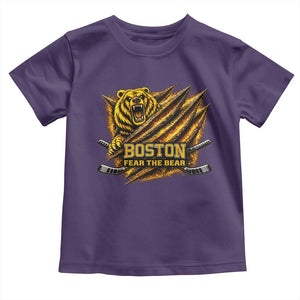 Boston Ice Hockey Toddler T Shirt Retro Fear The Bear Funny Sarcastic Saying TS10 Purple Print Your Wear