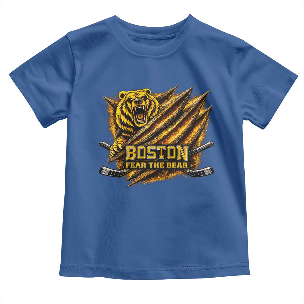 Boston Ice Hockey Toddler T Shirt Retro Fear The Bear Funny Sarcastic Saying TS10 Royal Blue Print Your Wear