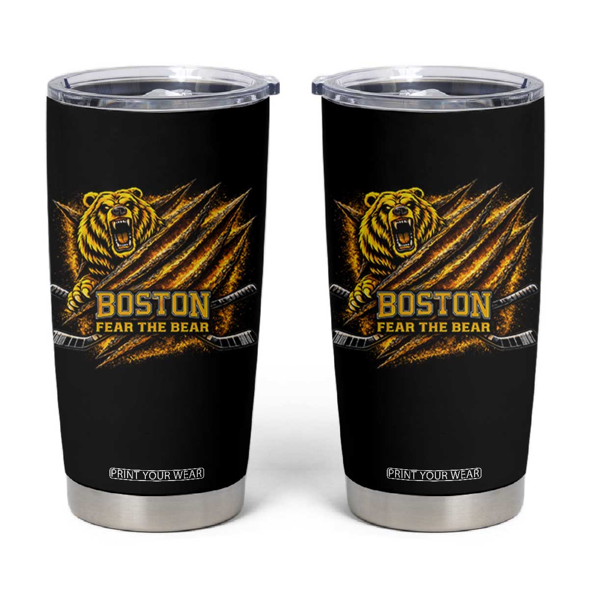 Boston Ice Hockey Tumbler Cup Retro Fear The Bear Funny Sarcastic Saying TS10 Black Print Your Wear