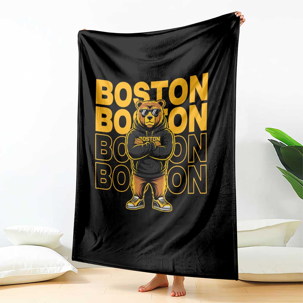 Retro Boston Ice Hockey Throw Blanket Fear The Bear TS10 Print Your Wear