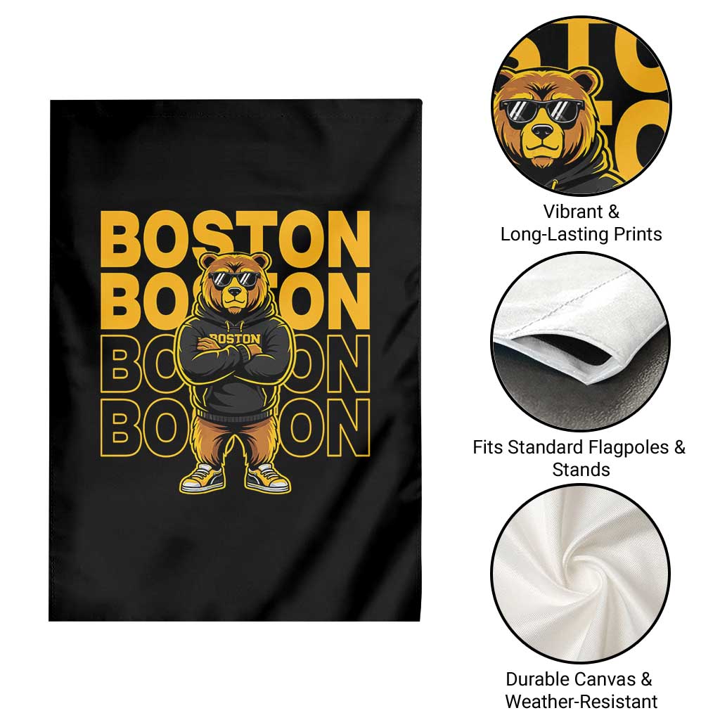 Retro Boston Ice Hockey Garden Flag Fear The Bear TS10 Print Your Wear
