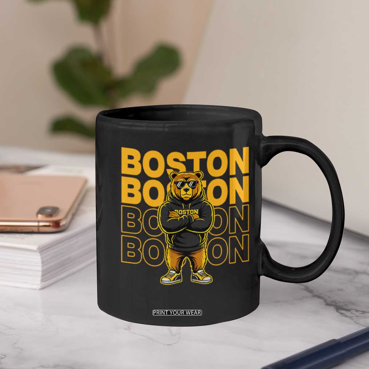 Retro Boston Ice Hockey Coffee Mug Fear The Bear TS10 Print Your Wear