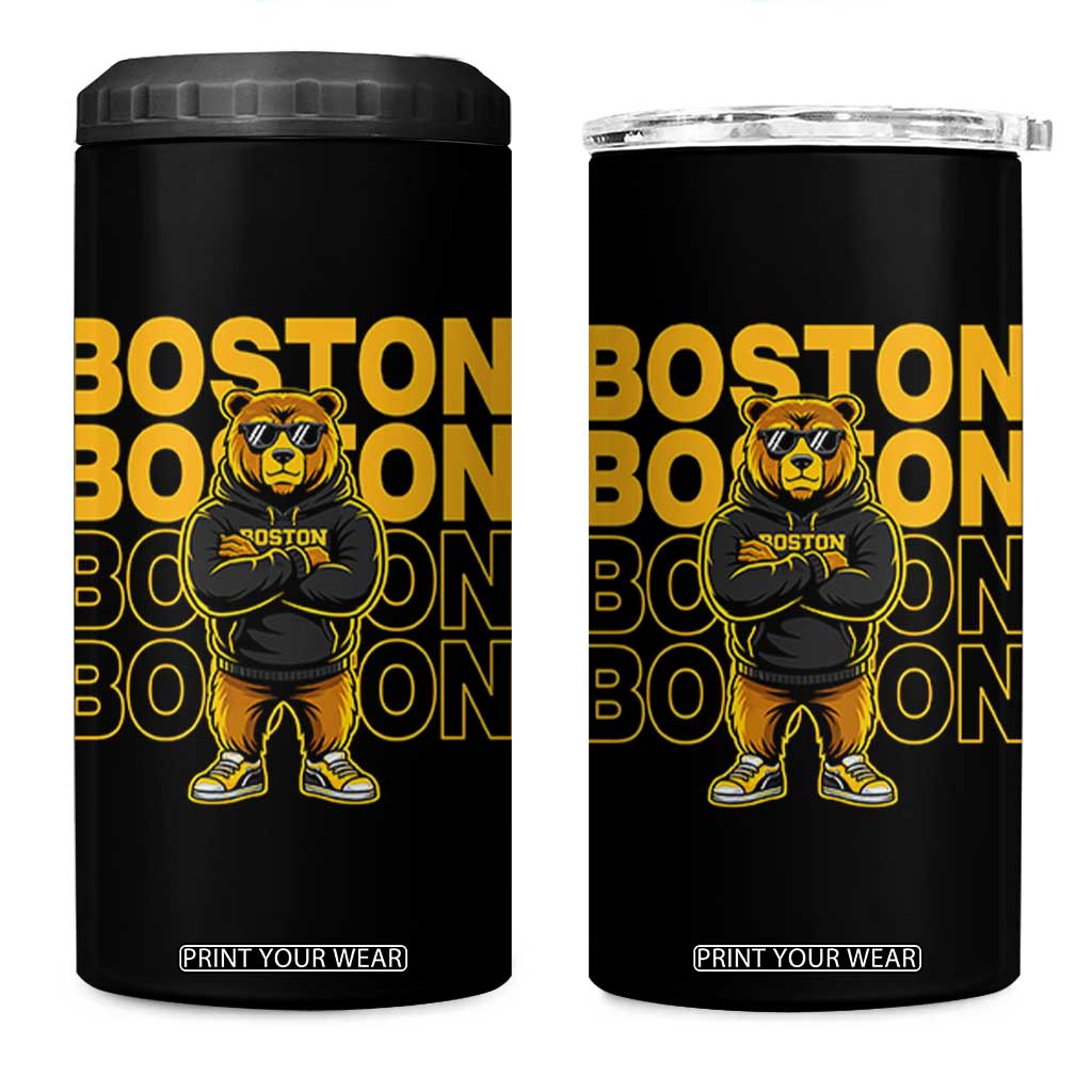 Retro Boston Ice Hockey 4 in 1 Can Cooler Tumbler Fear The Bear TS10 One Size: 16 oz Black Print Your Wear