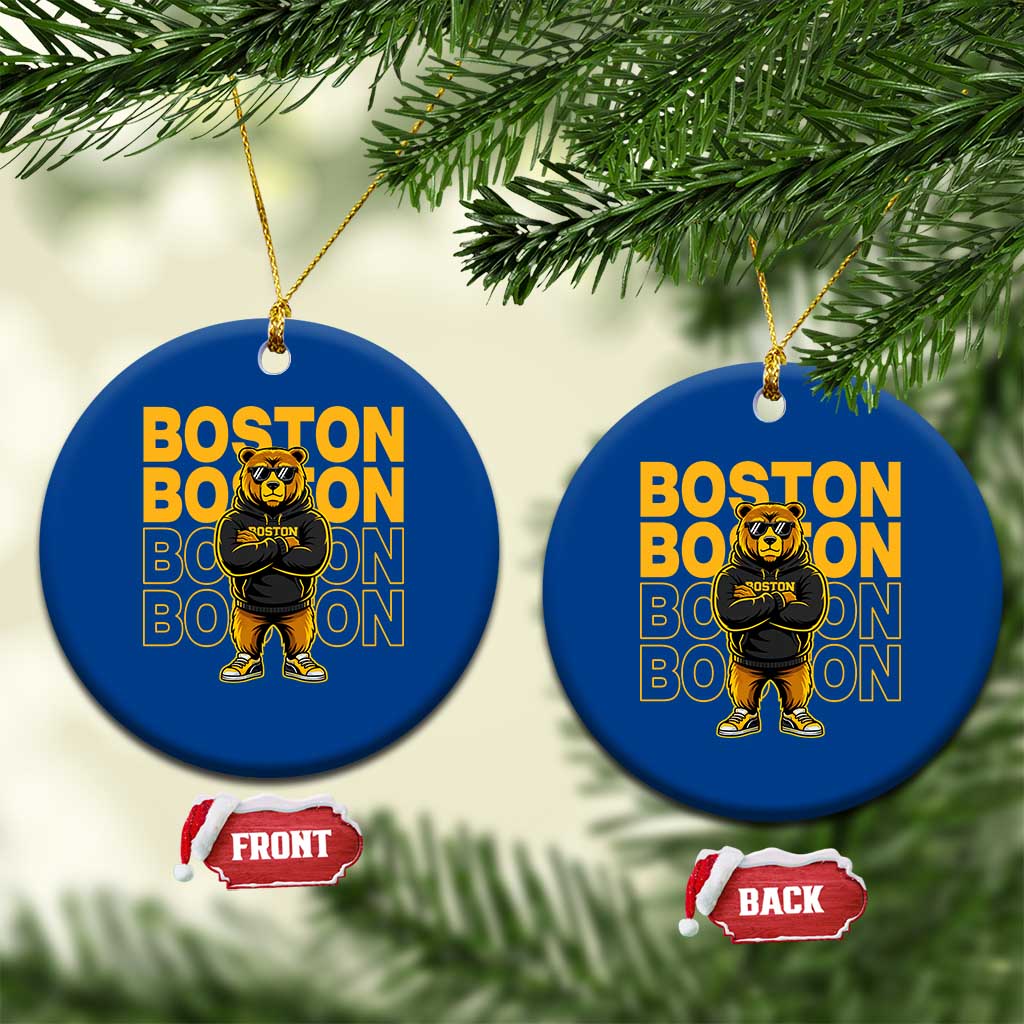 Retro Boston Ice Hockey Ceramic Ornament Fear The Bear TS10 1pc Blue Print Your Wear