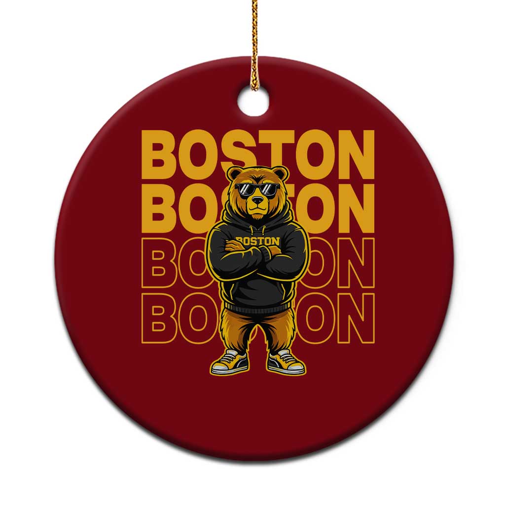 Retro Boston Ice Hockey Ceramic Ornament Fear The Bear TS10 1pc Red Print Your Wear