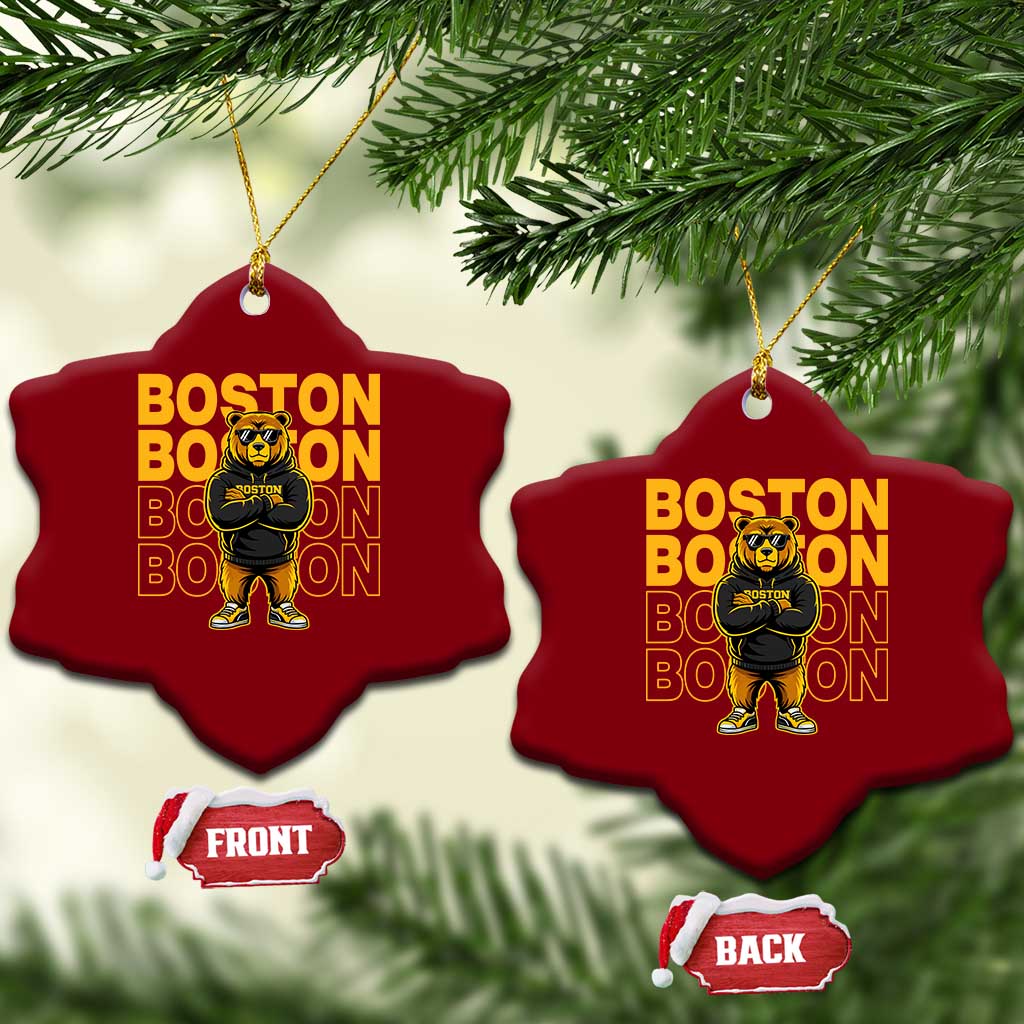 Retro Boston Ice Hockey Ceramic Ornament Fear The Bear TS10 Print Your Wear