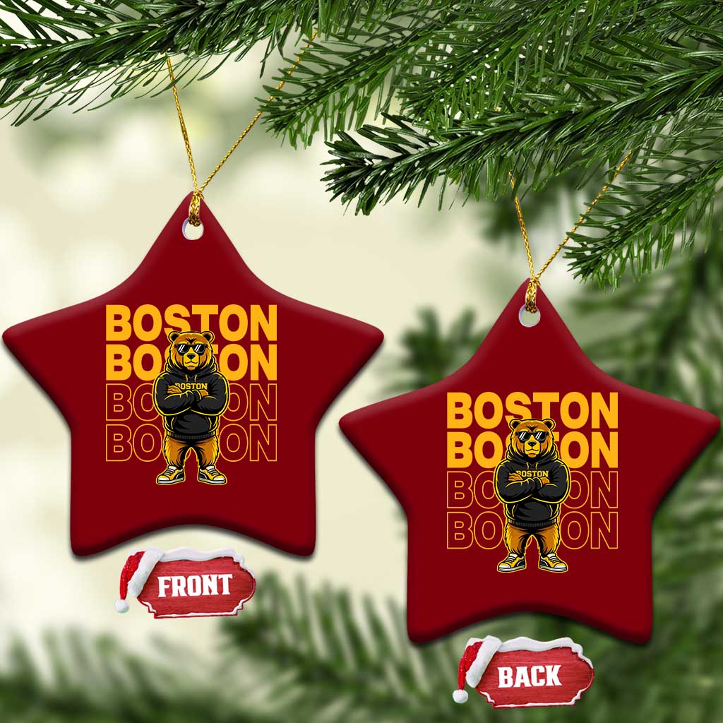 Retro Boston Ice Hockey Ceramic Ornament Fear The Bear TS10 Print Your Wear