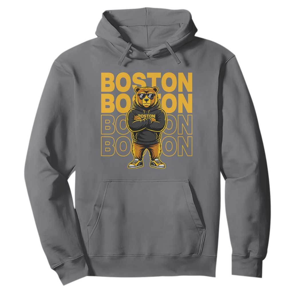 Retro Boston Ice Hockey Hoodie Fear The Bear TS10 Charcoal Print Your Wear