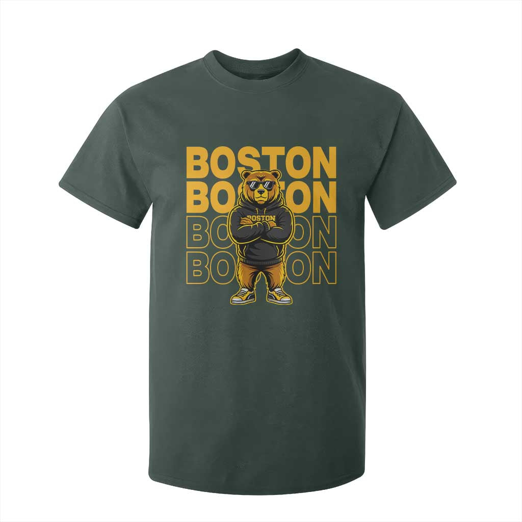 Retro Boston Ice Hockey T Shirt For Kid Fear The Bear TS10 Dark Forest Green Print Your Wear