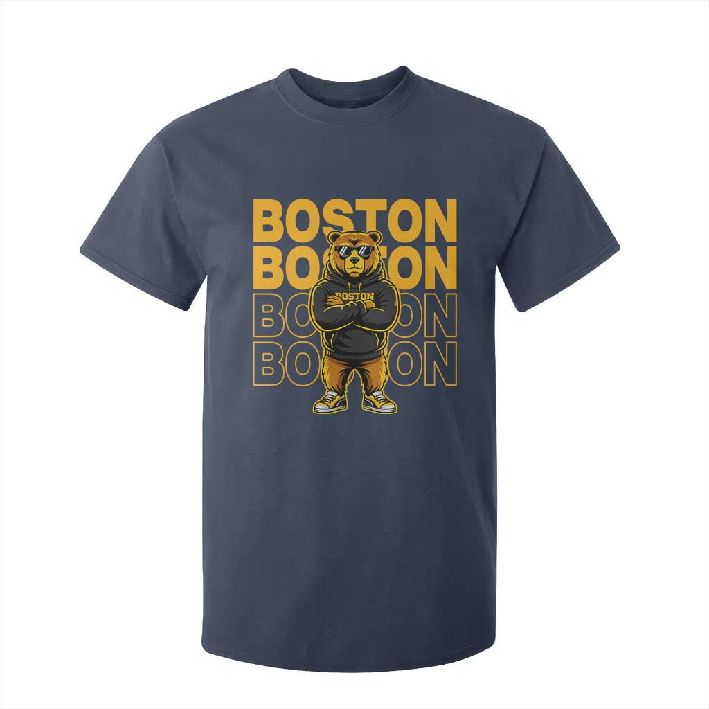 Retro Boston Ice Hockey T Shirt For Kid Fear The Bear TS10 Navy Print Your Wear