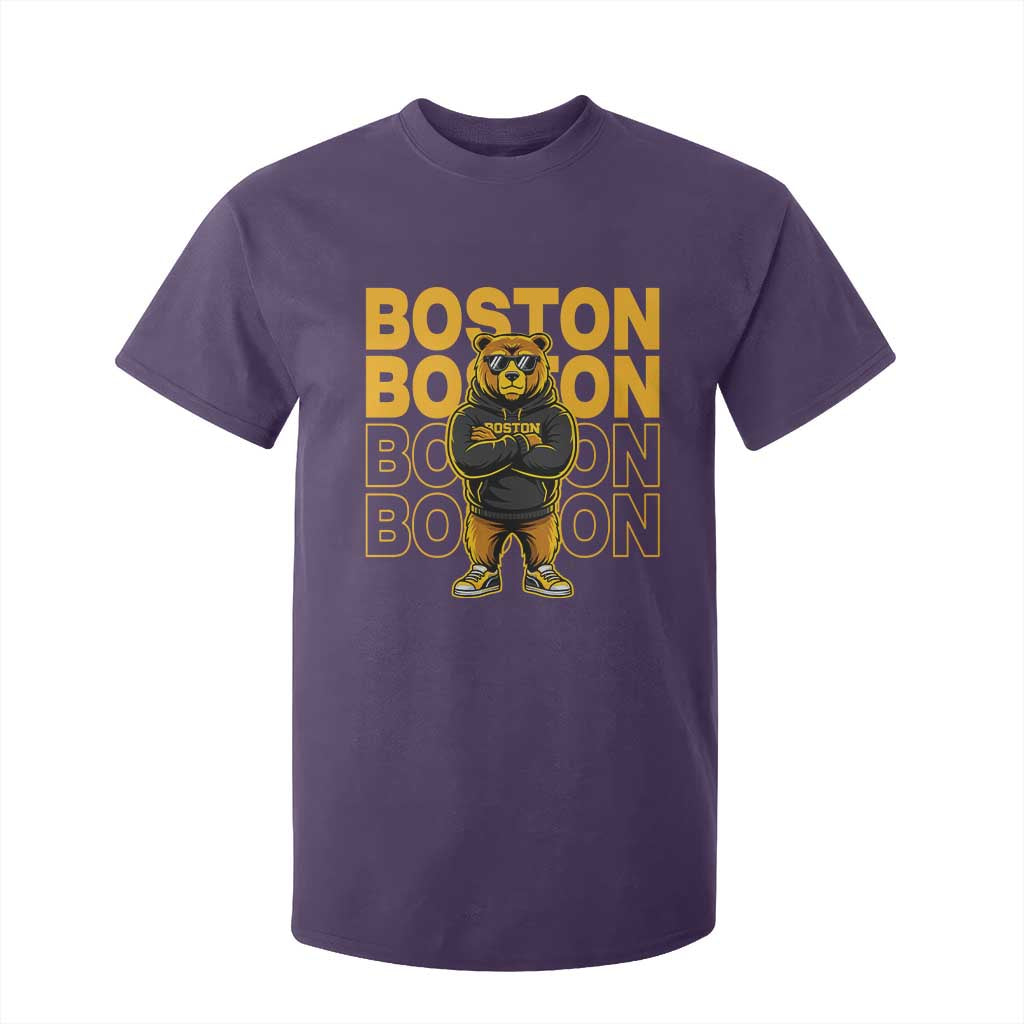 Retro Boston Ice Hockey T Shirt For Kid Fear The Bear TS10 Purple Print Your Wear