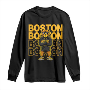 Retro Boston Ice Hockey Long Sleeve Shirt Fear The Bear TS10 Black Print Your Wear