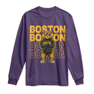 Retro Boston Ice Hockey Long Sleeve Shirt Fear The Bear TS10 Purple Print Your Wear