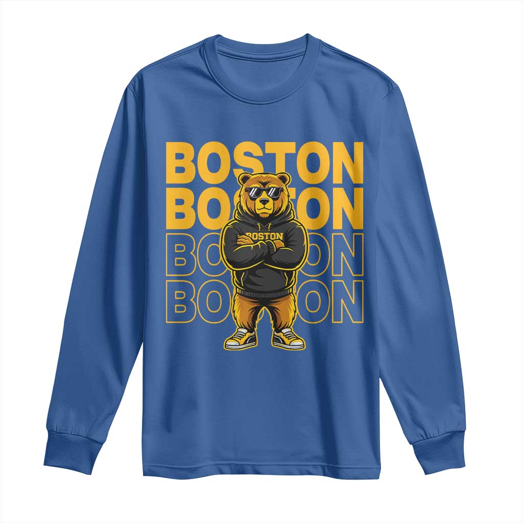 Retro Boston Ice Hockey Long Sleeve Shirt Fear The Bear TS10 Royal Blue Print Your Wear