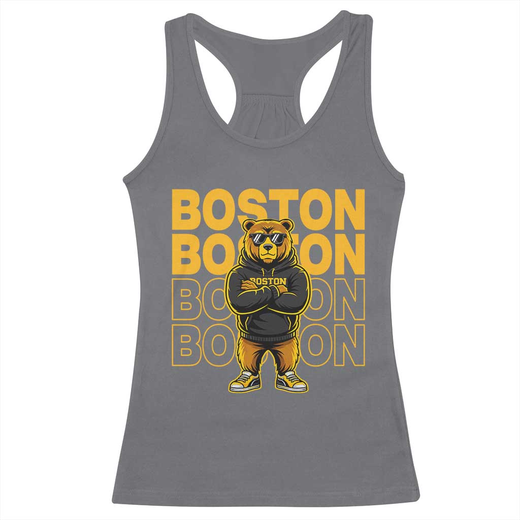 Retro Boston Ice Hockey Racerback Tank Top Fear The Bear TS10 Charcoal Print Your Wear