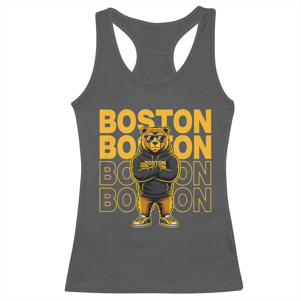 Retro Boston Ice Hockey Racerback Tank Top Fear The Bear TS10 Dark Heather Print Your Wear