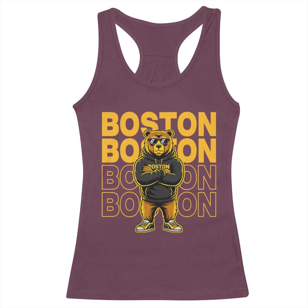 Retro Boston Ice Hockey Racerback Tank Top Fear The Bear TS10 Maroon Print Your Wear