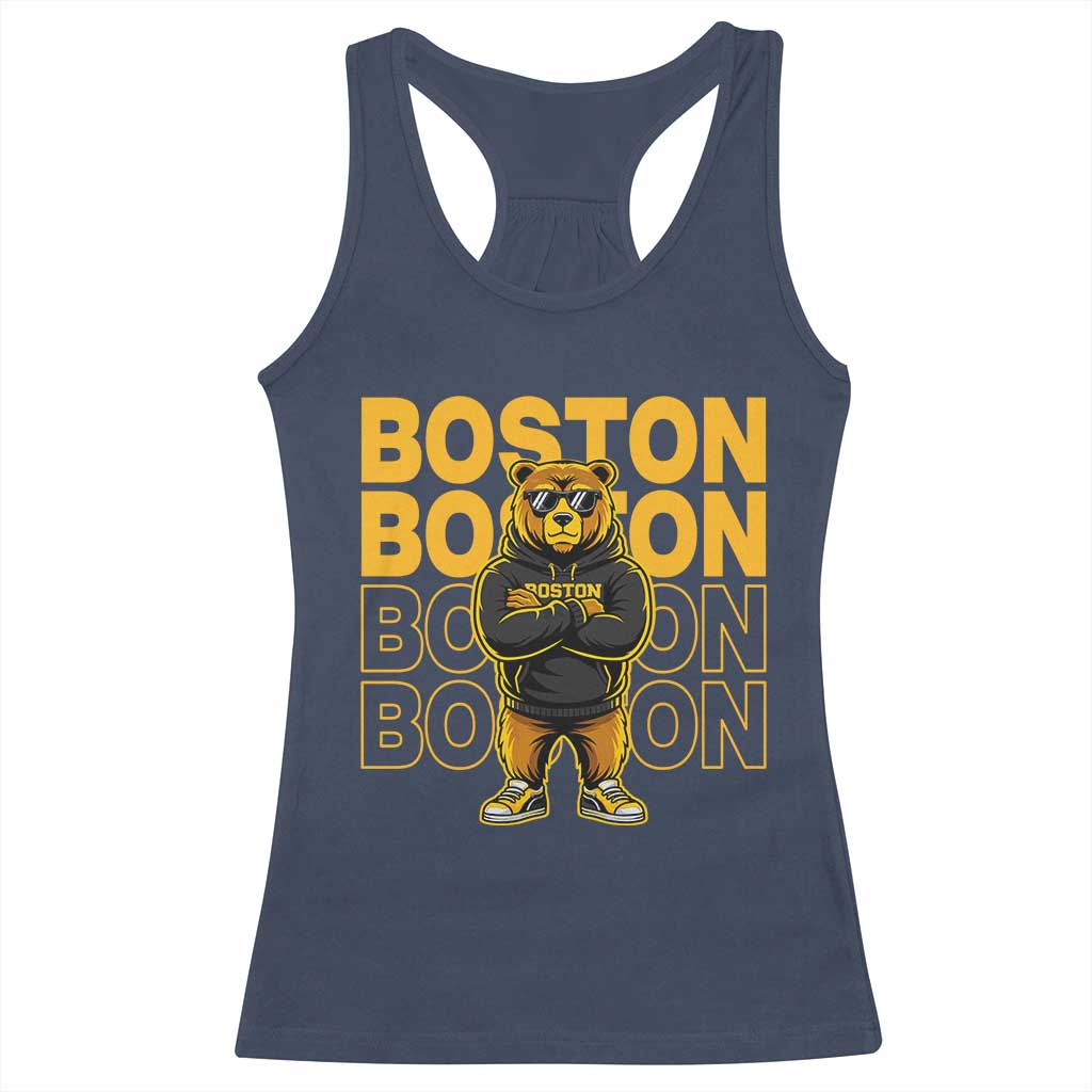 Retro Boston Ice Hockey Racerback Tank Top Fear The Bear TS10 Navy Print Your Wear