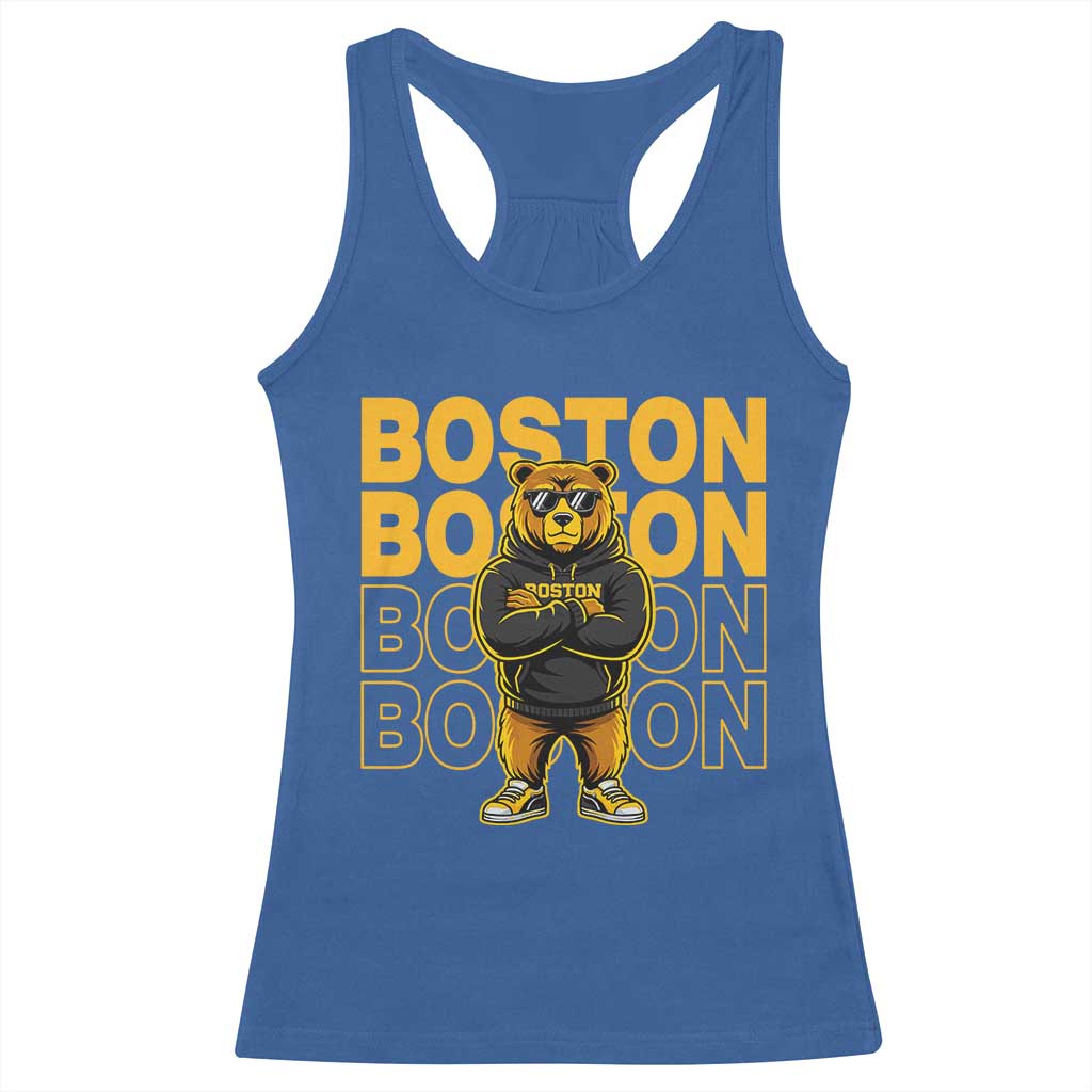 Retro Boston Ice Hockey Racerback Tank Top Fear The Bear TS10 Royal Blue Print Your Wear