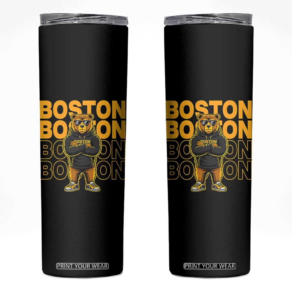 Retro Boston Ice Hockey Skinny Tumbler Fear The Bear TS10 Black Print Your Wear
