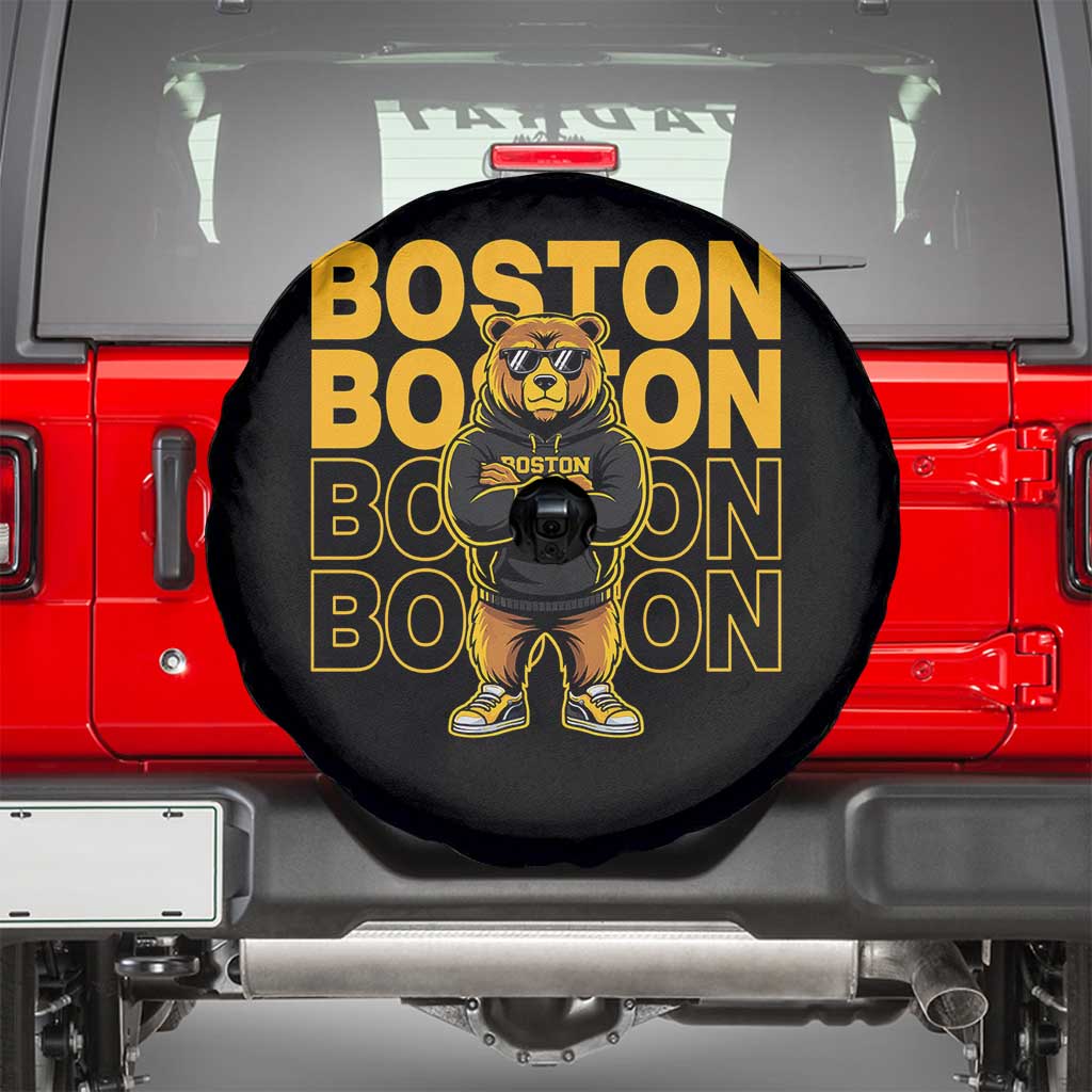 Retro Boston Ice Hockey Spare Tire Cover Fear The Bear TS10 Black Print Your Wear