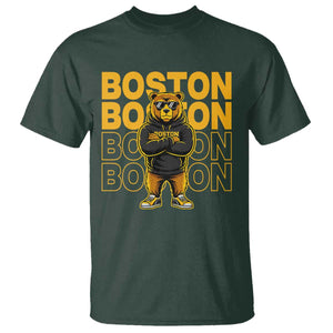 Retro Boston Ice Hockey T Shirt Fear The Bear TS10 Dark Forest Green Print Your Wear