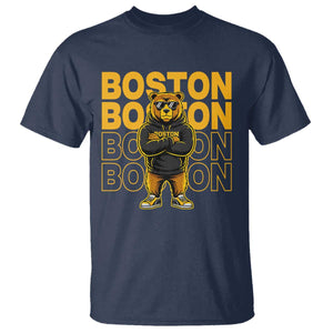 Retro Boston Ice Hockey T Shirt Fear The Bear TS10 Navy Print Your Wear