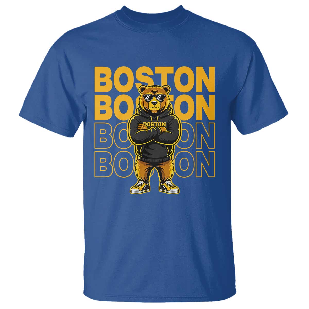 Retro Boston Ice Hockey T Shirt Fear The Bear TS10 Royal Blue Print Your Wear
