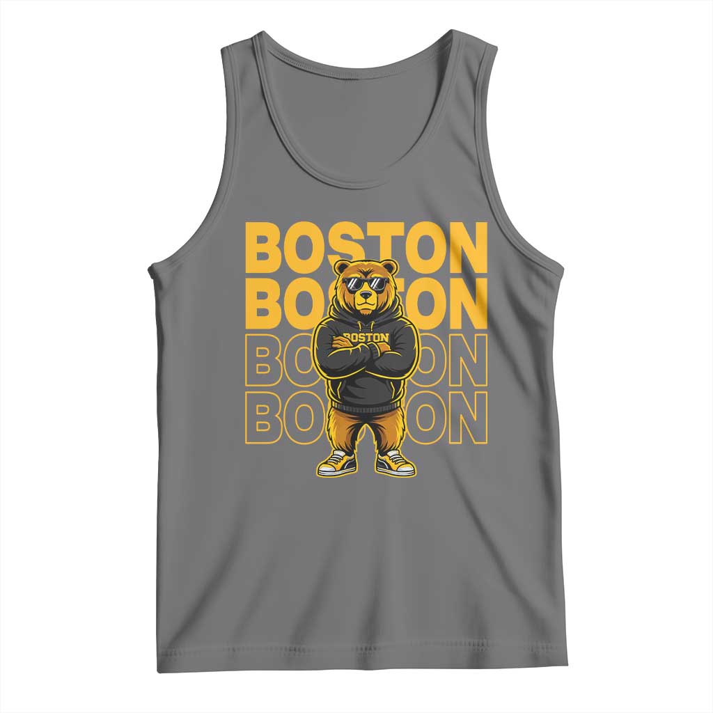 Retro Boston Ice Hockey Tank Top Fear The Bear TS10 Black Heather Print Your Wear