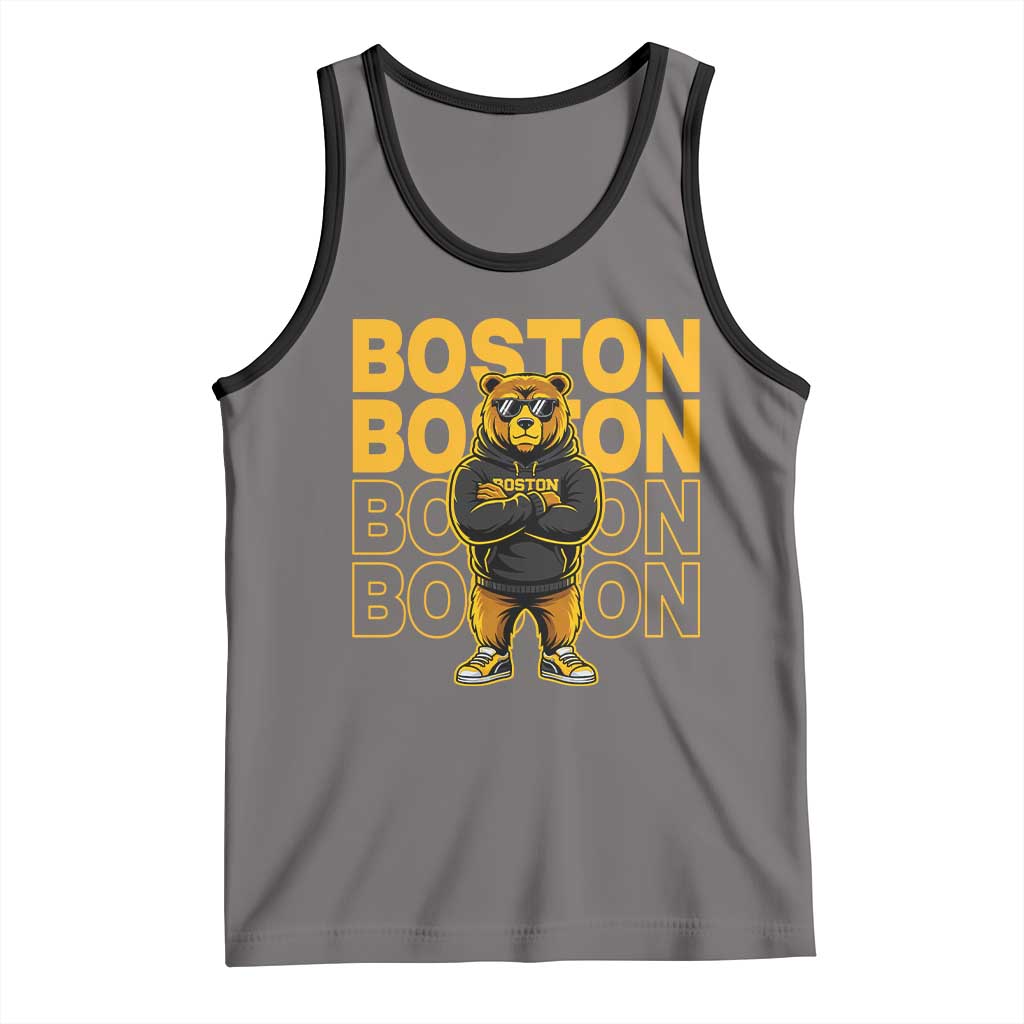Retro Boston Ice Hockey Tank Top Fear The Bear TS10 Deep Heather Black Print Your Wear