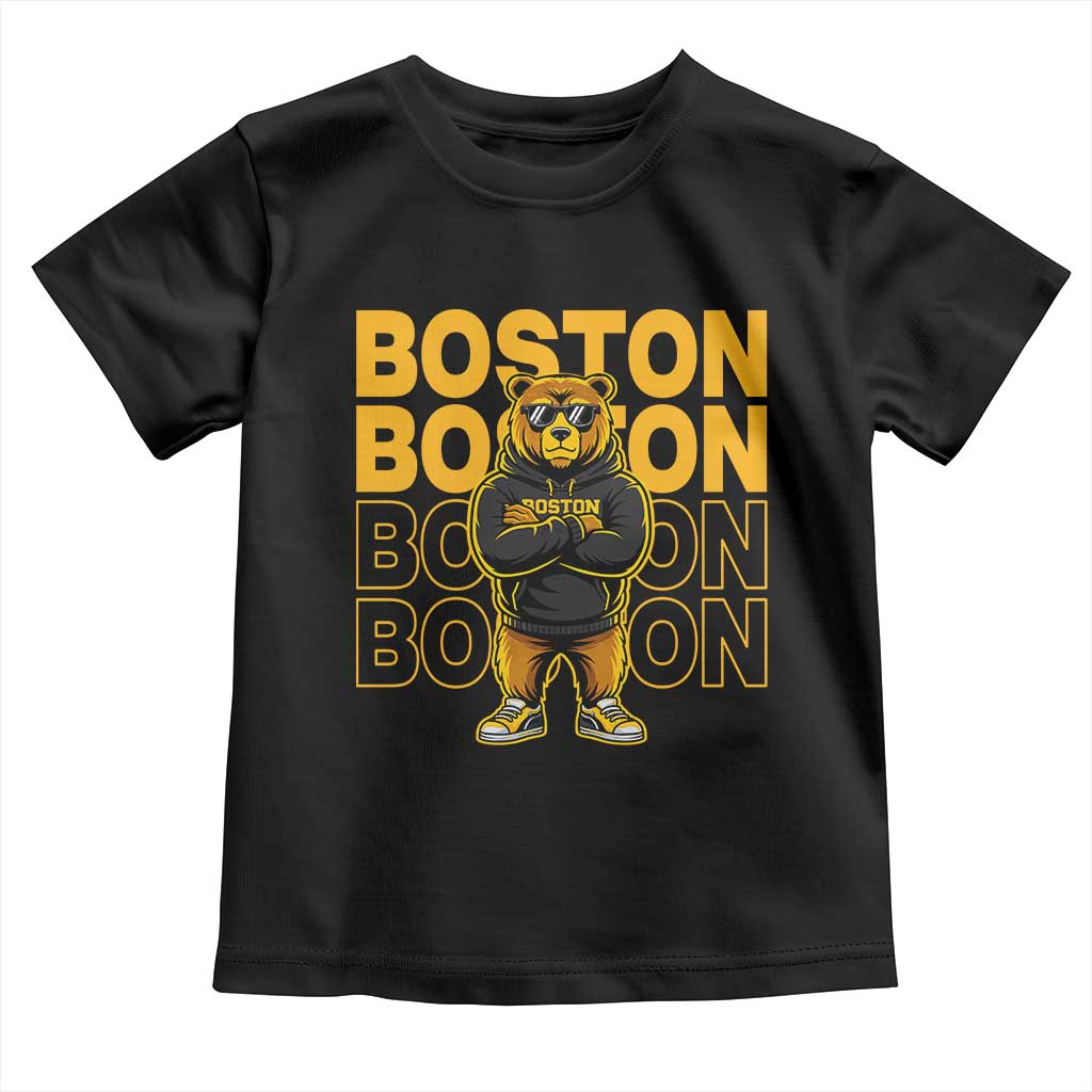 Retro Boston Ice Hockey Toddler T Shirt Fear The Bear TS10 Black Print Your Wear