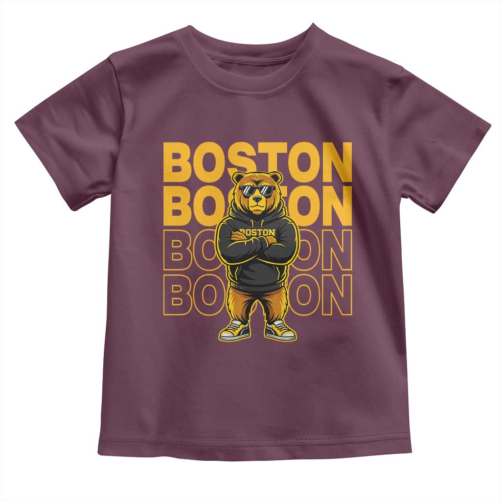 Retro Boston Ice Hockey Toddler T Shirt Fear The Bear TS10 Maroon Print Your Wear