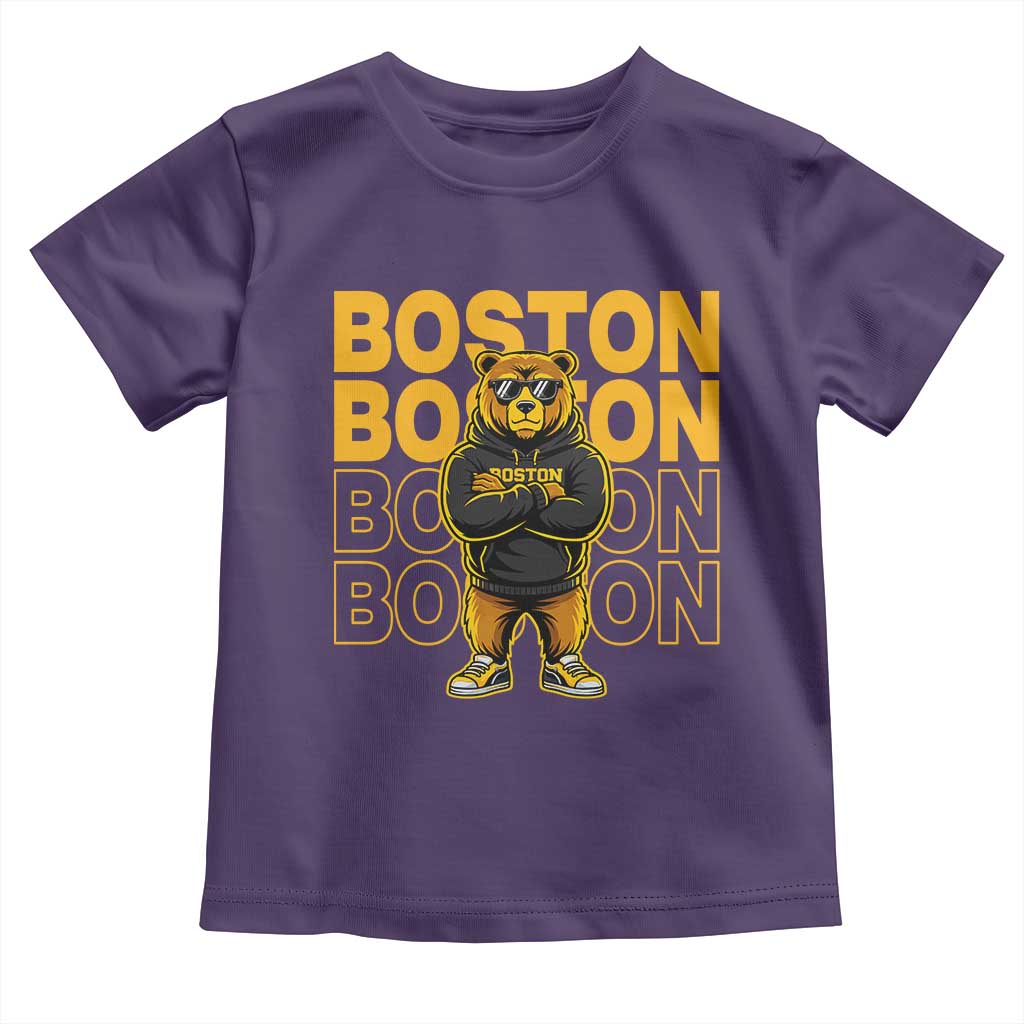 Retro Boston Ice Hockey Toddler T Shirt Fear The Bear TS10 Purple Print Your Wear