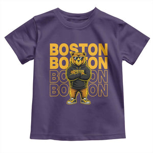 Retro Boston Ice Hockey Toddler T Shirt Fear The Bear TS10 Purple Print Your Wear