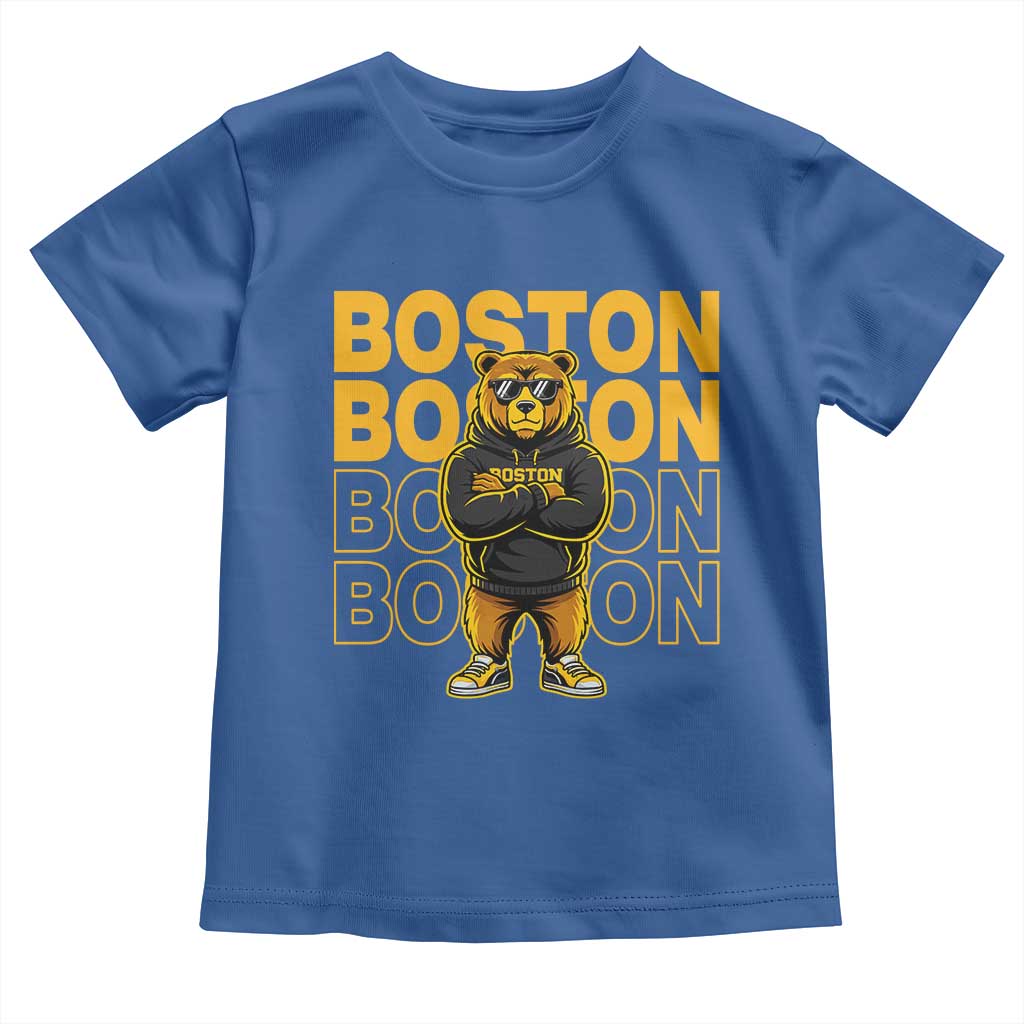Retro Boston Ice Hockey Toddler T Shirt Fear The Bear TS10 Royal Blue Print Your Wear