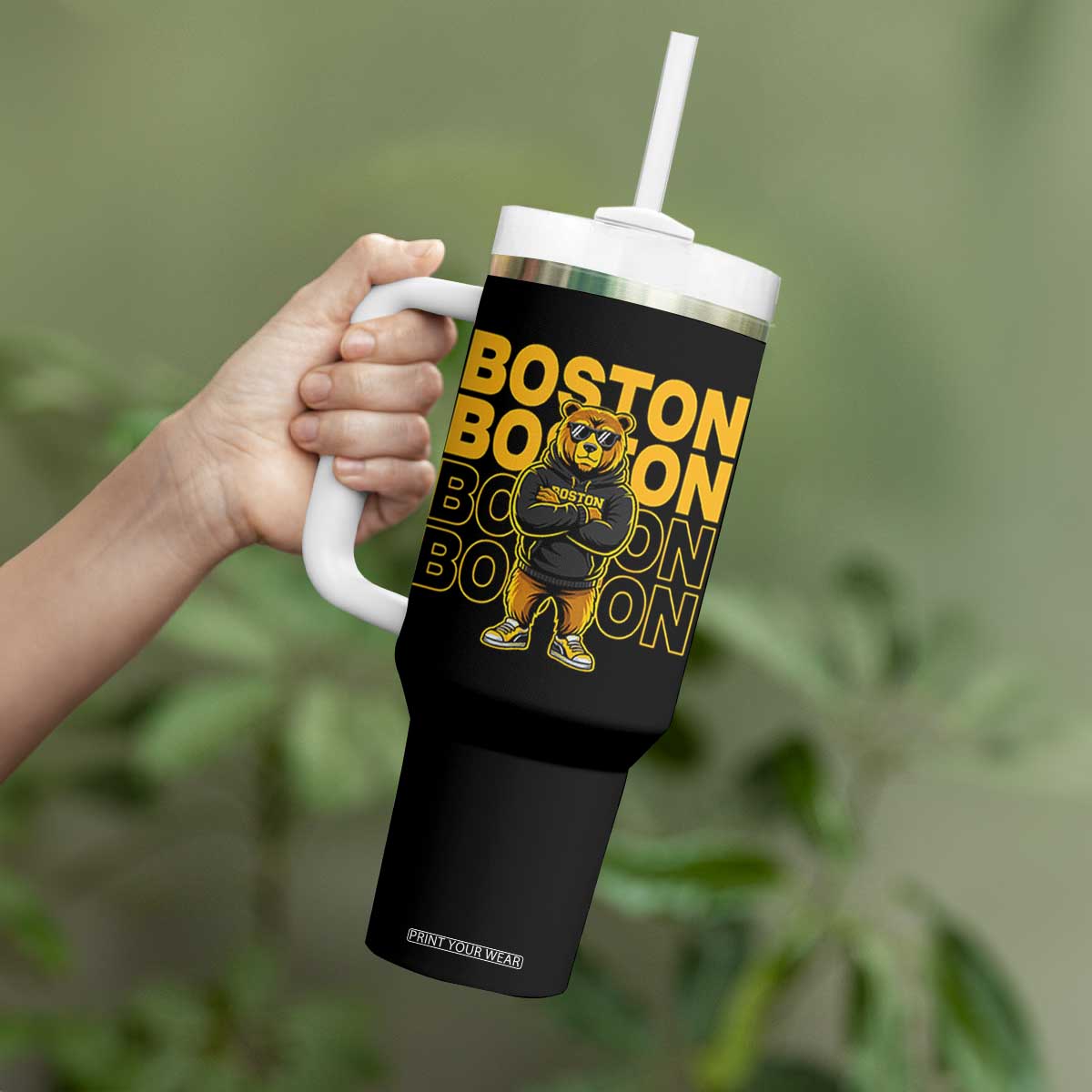 Retro Boston Ice Hockey Tumbler With Handle Fear The Bear TS10 Print Your Wear