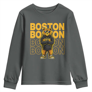 Retro Boston Ice Hockey Youth Sweatshirt Fear The Bear TS10 Dark Heather Print Your Wear