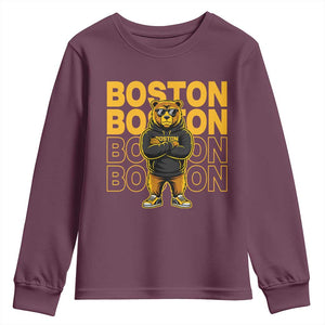 Retro Boston Ice Hockey Youth Sweatshirt Fear The Bear TS10 Maroon Print Your Wear