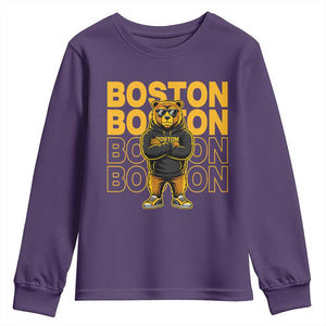 Retro Boston Ice Hockey Youth Sweatshirt Fear The Bear TS10 Purple Print Your Wear