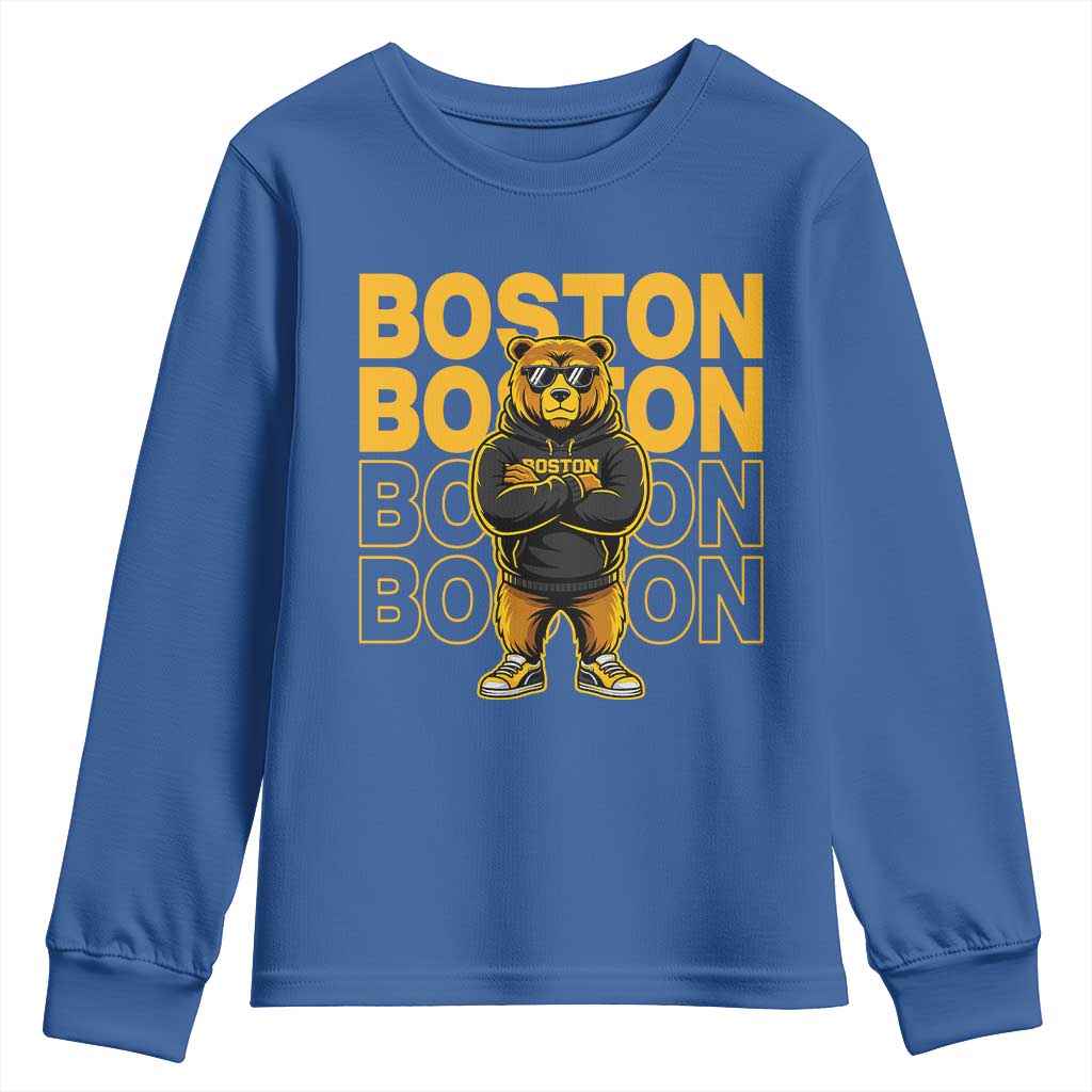 Retro Boston Ice Hockey Youth Sweatshirt Fear The Bear TS10 Royal Blue Print Your Wear