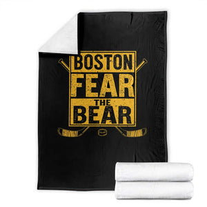 Boston Ice Hockey Throw Blanket Fear The Bear TS10 Black Print Your Wear