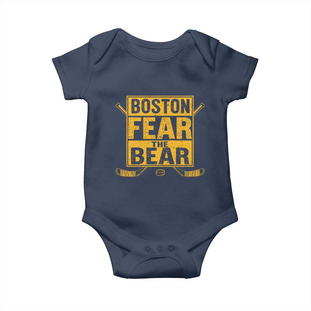 Boston Ice Hockey Baby Onesie Fear The Bear TS10 Navy Print Your Wear