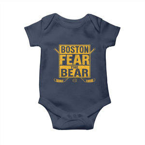 Boston Ice Hockey Baby Onesie Fear The Bear TS10 Navy Print Your Wear