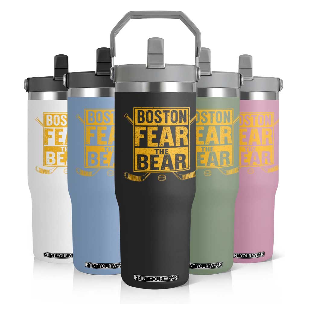 Boston Ice Hockey Flip Straw Tumbler Fear The Bear TS10 Print Your Wear